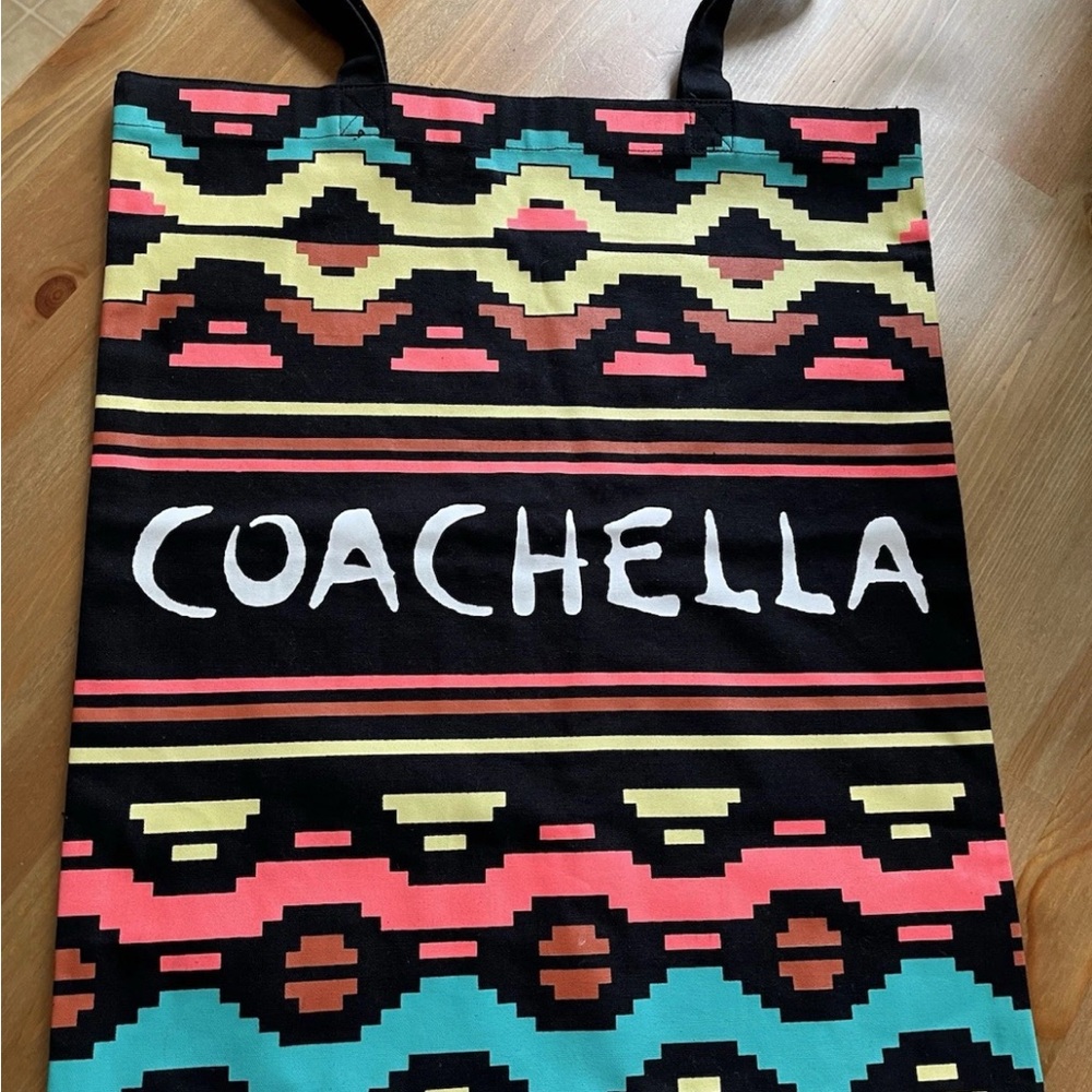 H&M Coachella Black and Multicolor Geometric Tote